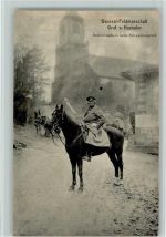 Generalfeldmarschall Graf von Haeseler auf einem Pferd im westl. Kriegsschauplatz AK General 1914