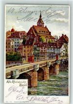Basel Bâle Alte Rheinbrücke Brücke 1901