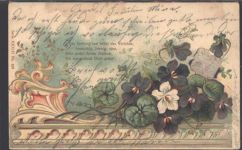 Prägedruck Poesie / Liebe Veilchen AK Spruch 1902 AK mit Stoff