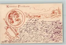 Künstler Postkarte Nr. 274 - Frauenkopf, Farbpalette Künstler sign. 1899