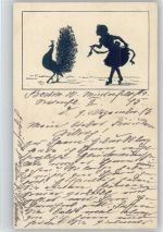 Scherenschnitt Serie C. Nr. 48 - Mädchen mit Pfau - Tierschutzverein AK Krause-Carus, A.