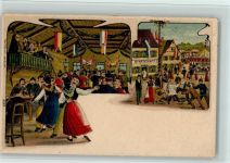 Kirmes, Tanzen in der Wirtschaft, 1906 , gute Erhaltung Volkstanz Lithographie