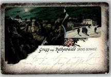01848 O8361 Rathewalde 1899 Lithographie Mondschein