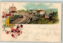 91785 W8835 Pleinfeld 1899 Lithographie Bahnhofanlage