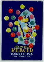 Barcelona Künstlerkarte Fiestas de la Merced sign.