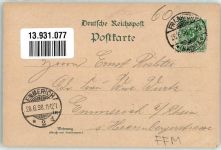 60308 W6000 Frankfurt am Main 1898 Lithographie Neue Post Main Brücke