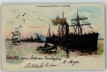 Stettin Szczecin Freihafen Dampfer Segelschiff HGL, Verlag Meteor 1899 Lithographie / Künstlerkarte
