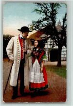 Vater und Tochter beim Spaziergang AK Trachten Schaumburg-Lippe 1915