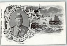 Lithographie Graf Waldersee Uniform Schiff