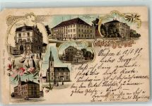 01705 O8210 Deuben 1899 Gebrauchsspuren Rathaus Post Gasthaus zum sächs. Wolf Schulen ev. Kirche kath. Kirche