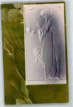 Frau mit einer Harfe Jugendstil 1899 Lithographie / Prägedruck