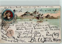 Trenton 1898 Gebrauchsspuren Portrait Columbus The Fishieries Building Ausstellung Worlds ColumbienLithographie