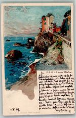 70100 Bari 1899 Gebrauchsspuren Pegli sign. Wielandt Lithographie