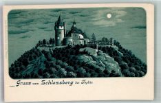 Teplice Teplitz-Schönau Gebrauchsspuren Schlossberg Mondschein Lithographie