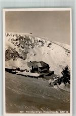 Hampelbaude 1930 Winter Hüttenstempel