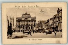 Cardiff 1911 Foto AK Straßenbahn Denkmal Free Library