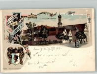 89415 W8882 Lauingen Donau 1899 Lithographie Wappen Kgl. Schullehrerseminar