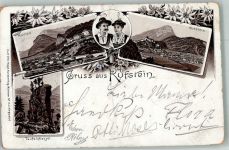 6330 Kufstein 2897 Gebrauchsspuren Tracht Teufelkanzel Lithographie Vorläufer