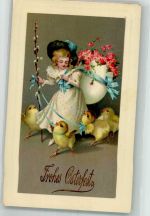 Kind Küken Ostern 1910 Prägedruck