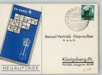 Elbing Elblag 1934 KEINE AK B.V. Karte Besuchsanzeige Benzol-Vertrieb Ostpreußen GmbH
