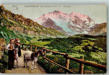 Alpenlandschaft m. Jungfrau Ziege 1910