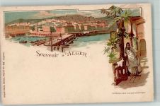 Alger Algier Gebrauchsspuren Lithographie Tracht Hafen