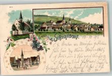 92421 W8460 Schwandorf , Bay 1898 Lithographie Kreuzberg-Kirche Marktplatz