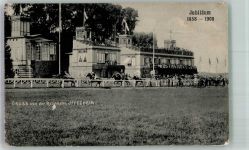 76473 W7557 Iffezheim 1908 Foto AK Jubiläum 1908 der Iffezheimer Galopprennbahn Tribünen I. und II. Vollblüter