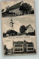 77743 W7607 Altenheim , Baden - Kirche Pfarrhaus Volksschule Gasthaus zur Linde Bahnpost Zug 34