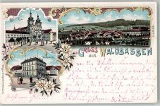 95652 W8595 Waldsassen 1898 Lithographie Dorfkirche Haus Rockstroh