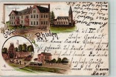 38723 W3370 Rhüden 1900 Lithographie Kaliwerk Direktionsgebäude Bahnhof Kirche