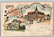 77746 W7601 Schutterwald 1905 Lithographie Bahnhof Schutterwald Bahnhofsgastätte
