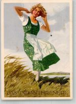 Dirndl Idanthrenerl sign. W. Jüttner Indanthren 1936 Künstlerkarte