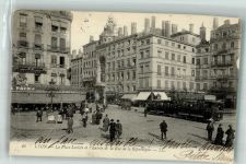 69000 Lyon 1905 Foto AK Straßenbahn Geschäft La Place leviste
