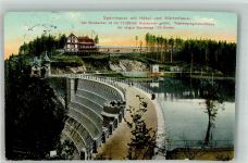 Marklissa Lesna 1911 Lithographie Sperrmauer Hotel Wärterhaus