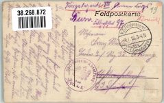 54970 Landres 1916 Gebrauchsspuren Feldpost WK I Stark-Strom-Abteilung des XVI.A-K. Kirche Radierung