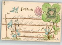 Grüße Klee Schwalbe 1902 Prägedruck