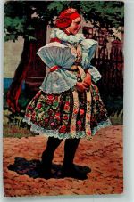 sign. Otmar : Slovakisches Mädchen mit Puffärmel Minerva 1109 Trachten Slowakei 1917 Künstlerkarte