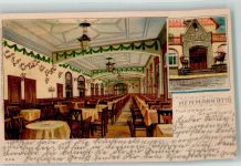 Hundekehle 1905 Lithographie Gasthaus Hermann Otto Gastraum Hirschskulpturen