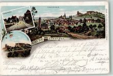 73479 W7090 Ellwangen Jagst 1901 Lithographie Schloss Vorstadt Schloss ob Ellwangen Schöneberg