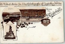 65385 W6220 Niederwald , Jagdschloß Lithographie Verläufer Druck um 1890 Jagdschloss Nationaldenkmal Rhein