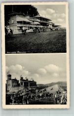 76473 W7557 Iffezheim Foto AK Galopprennplatz Iffezheim Tribühne Rennpatz um 1860