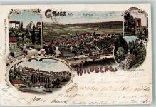 72218 W7277 Wildberg , Württ 1898 Lithographie Hexenturm Litzengraben-Schlucht
