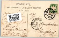 Rosenstämmchen mit Blumengirlande Namenstag 1906 Prägedruck