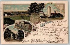 Lauban Luban 1899 Gebrauchsspuren Gymnasium Steinberg Brüderturm Lithographie