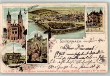 Echternach 1900 Gebrauchsspuren Kirche Basilika Troskneppchen Dingstuhl Lithographie