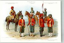 Uniformen der indischen Armee in englischen Diensten Werbung Air India Militär Indien Künstlerkarte