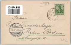 76473 W7557 Iffezheim 1905 Lithographie Galopprennplatz Iffezheim Tribühne Totalisator Vollblütter