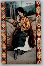 Stoffmuster Umrandung Serie 91/15 Frau in Nationaltracht Trachten Ukraine 1919