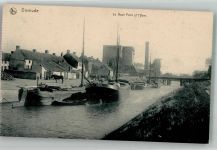 Dixmude Dixmont / Diksmuide Foto AK Le Haut Pont et l´Yser Frachtschiffe